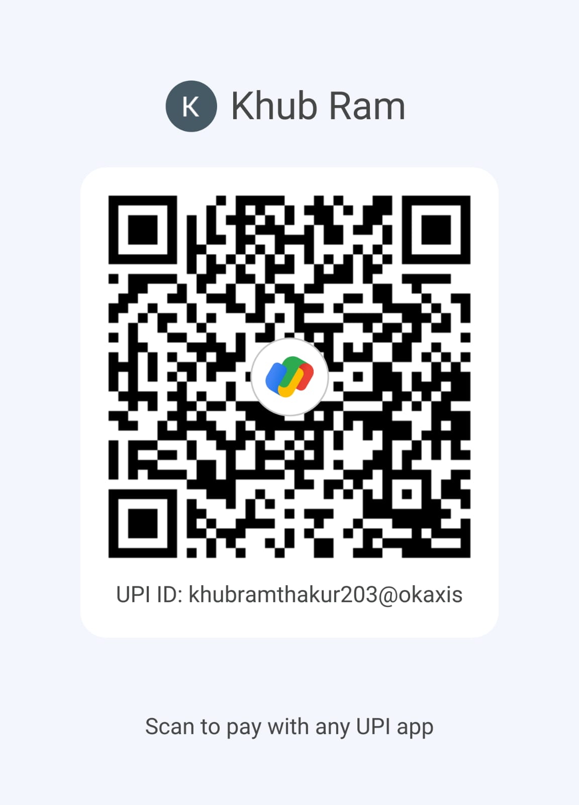 Official Google Pay UPI QR for Khub Ram